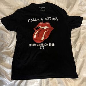 The Rolling Stones 1975 US Tour T Shirt Men’s L Black Logo Tee